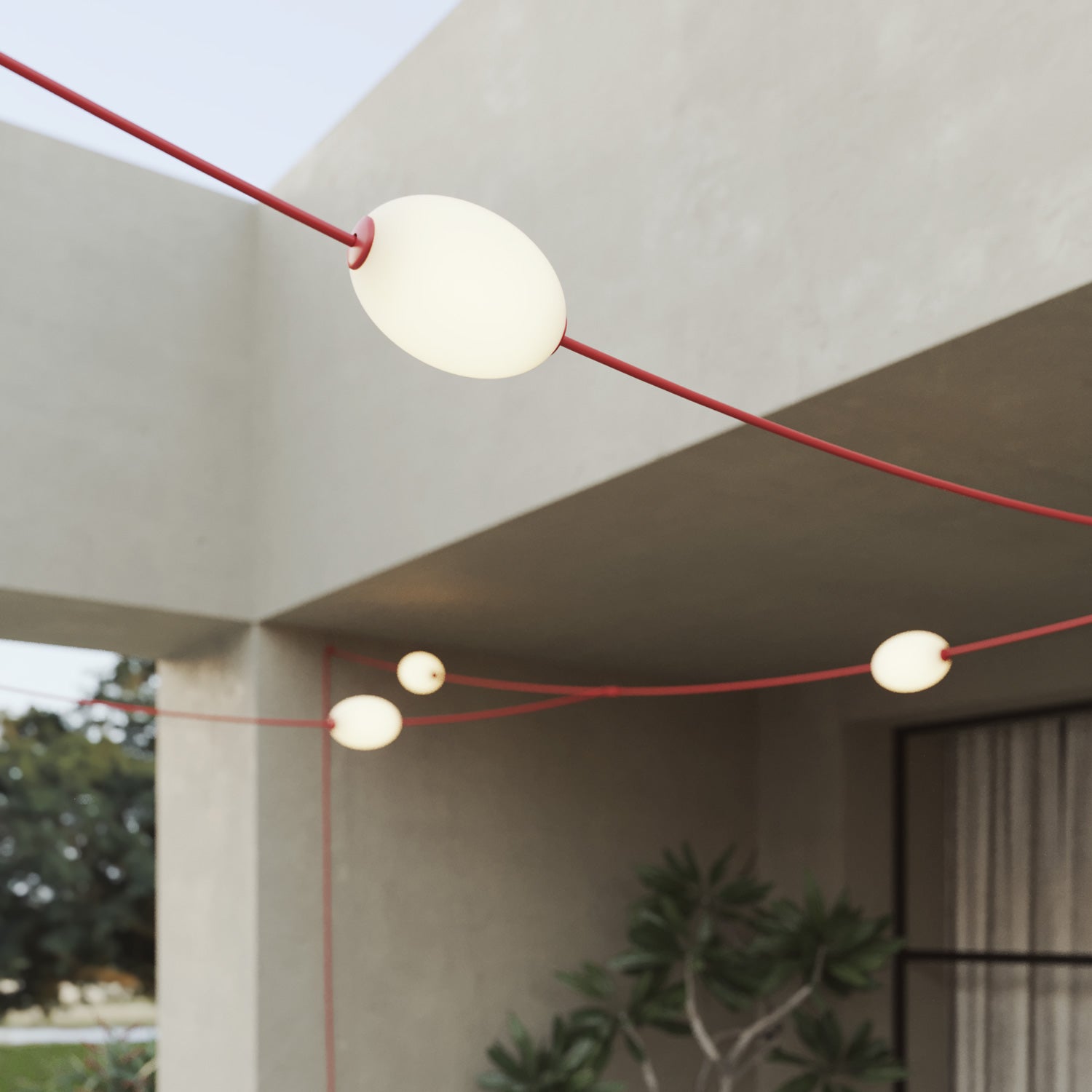 Catena luminosa reticolare 7 punti luce da esterno IP67 Rosso stella marina con spina UK - Marina GRID