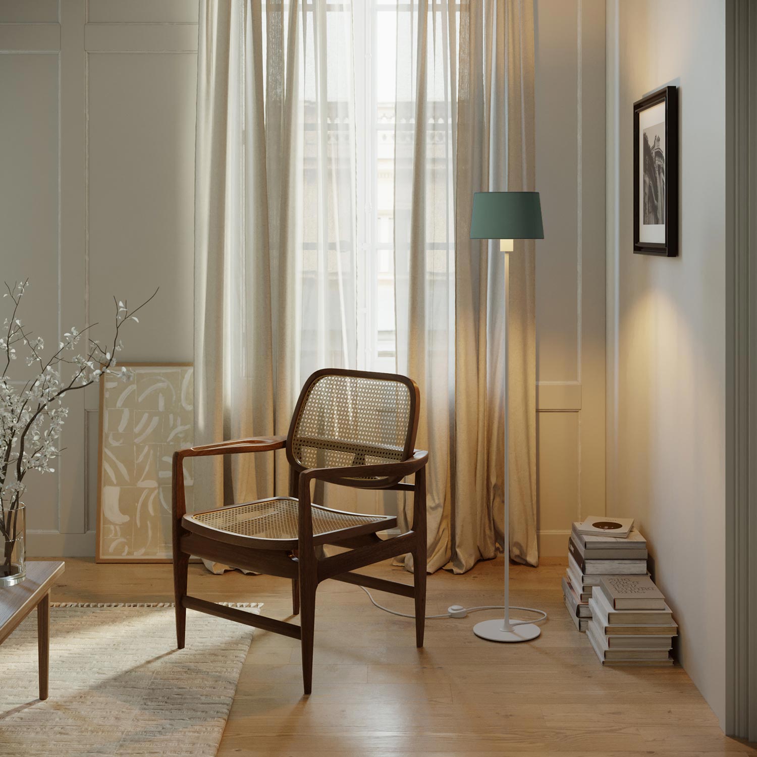 Paralume Athena con attacco E27 per lampada da tavolo - Made in Italy - Teletta azzurro severo