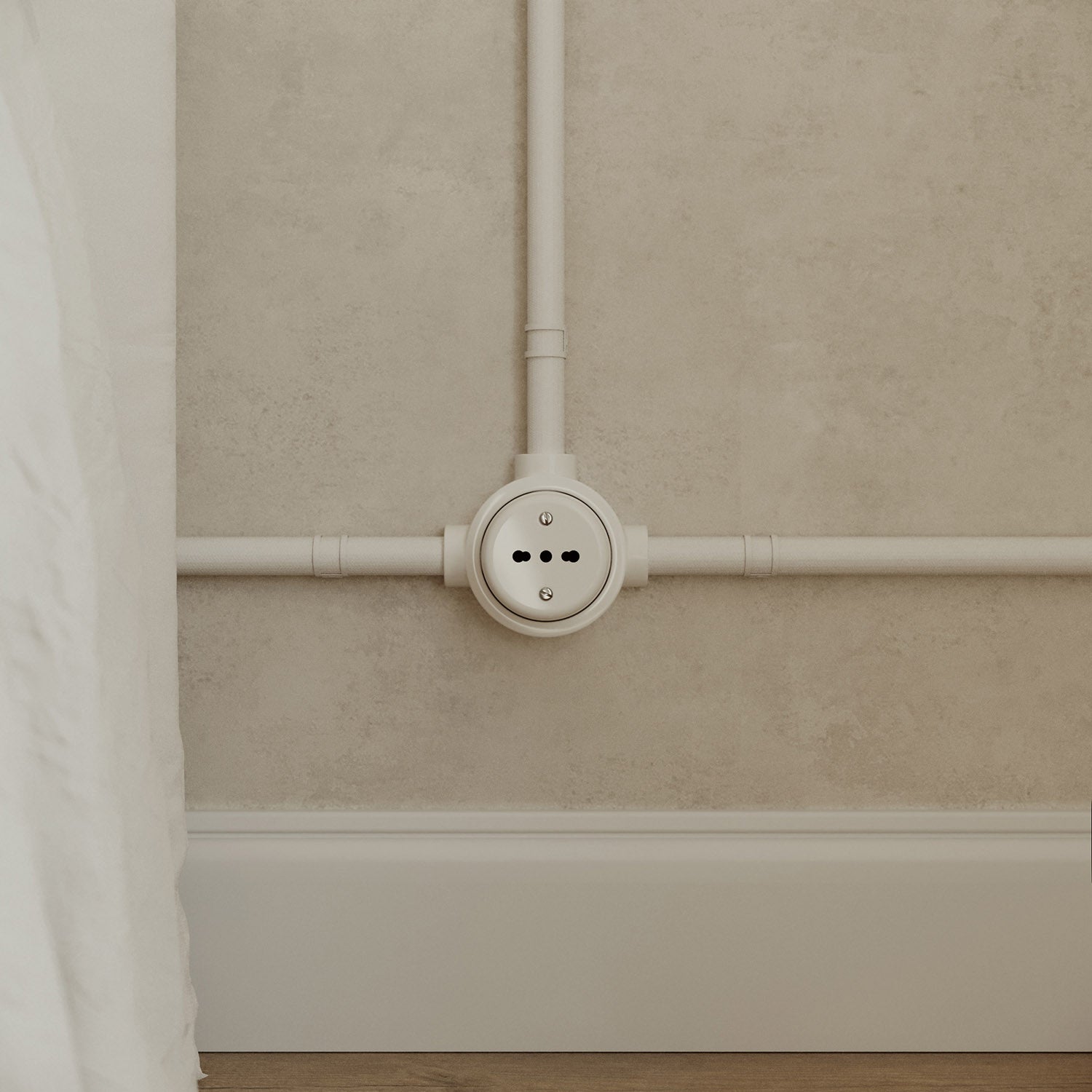 Base in porcellana bianca per presa elettrica e interruttore/deviatore compatibile con Creative-Tubes - da 1 a 4 uscite 3