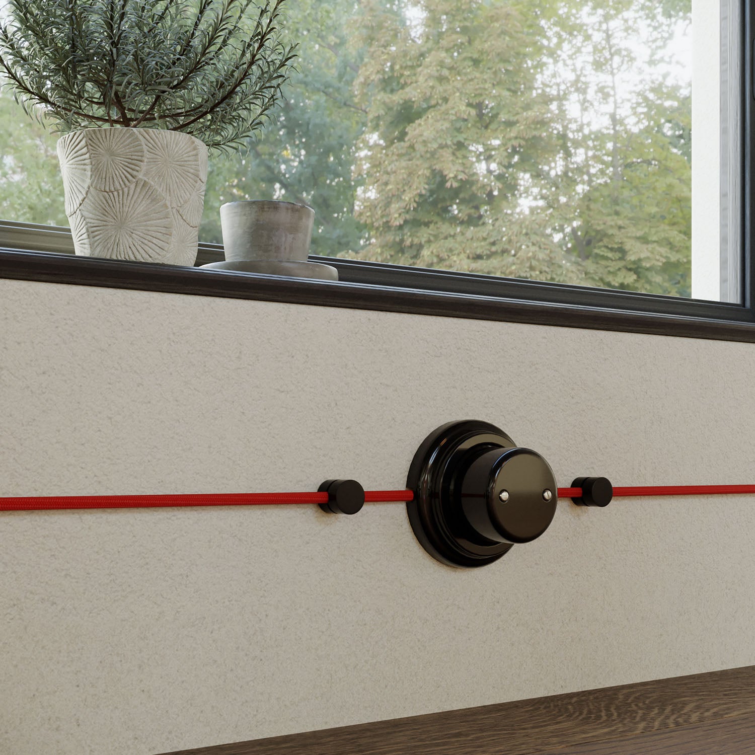 Scatola di derivazione compatibile con base in porcellana - Nero