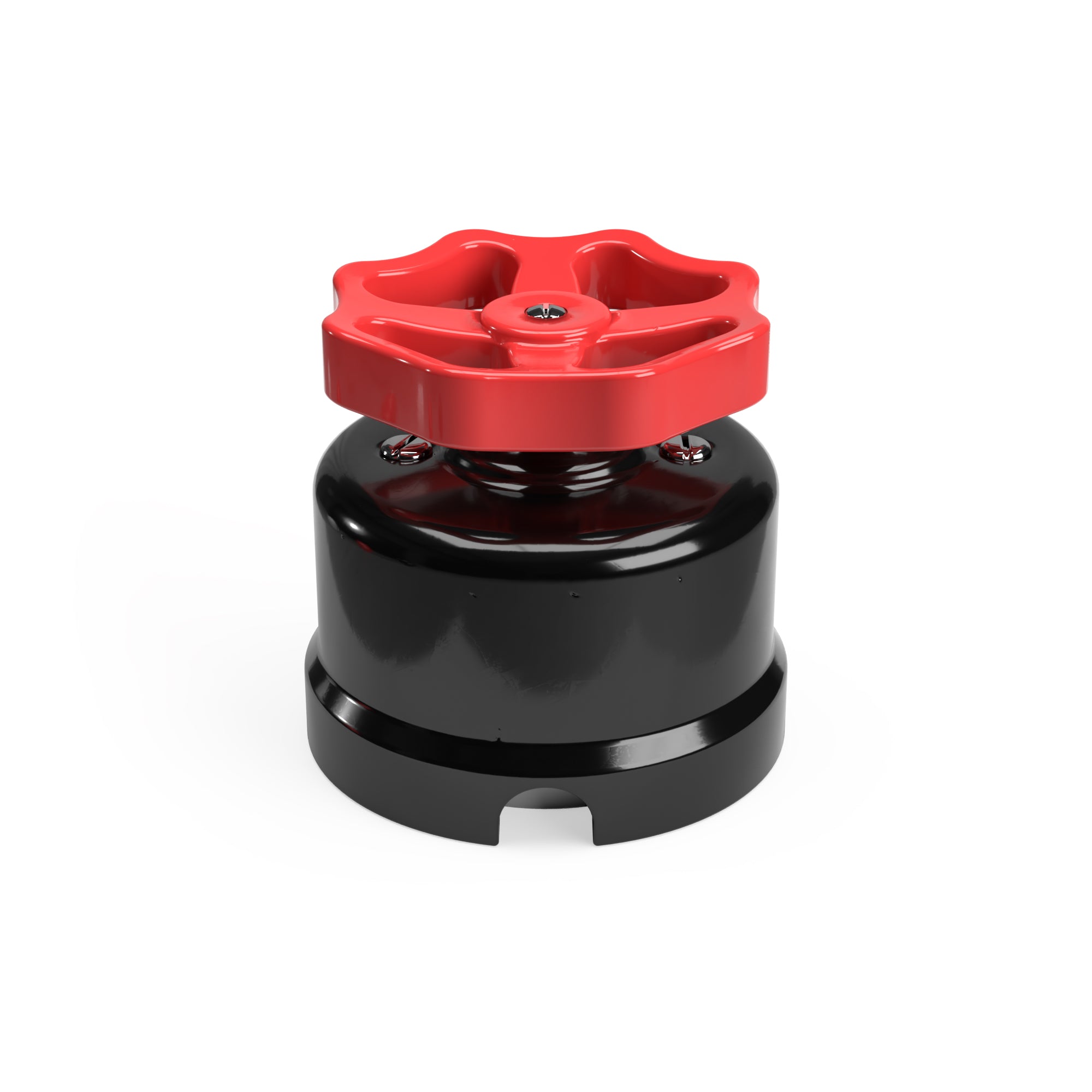 Interruttore/Deviatore in porcellana nero con manopola Rosso