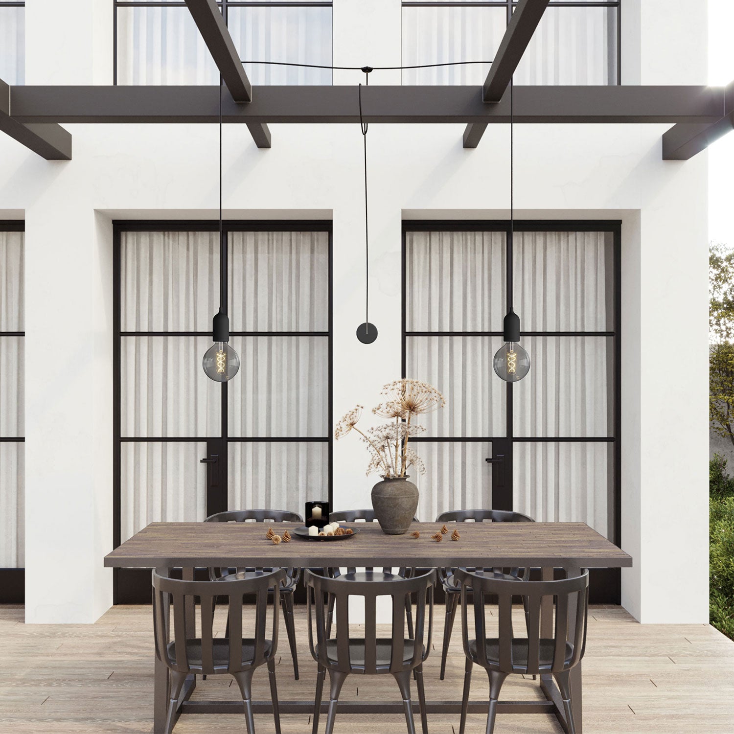 T-Snake Modulair Lampada da esterno IP65 a 2 luci con rosone - Nero