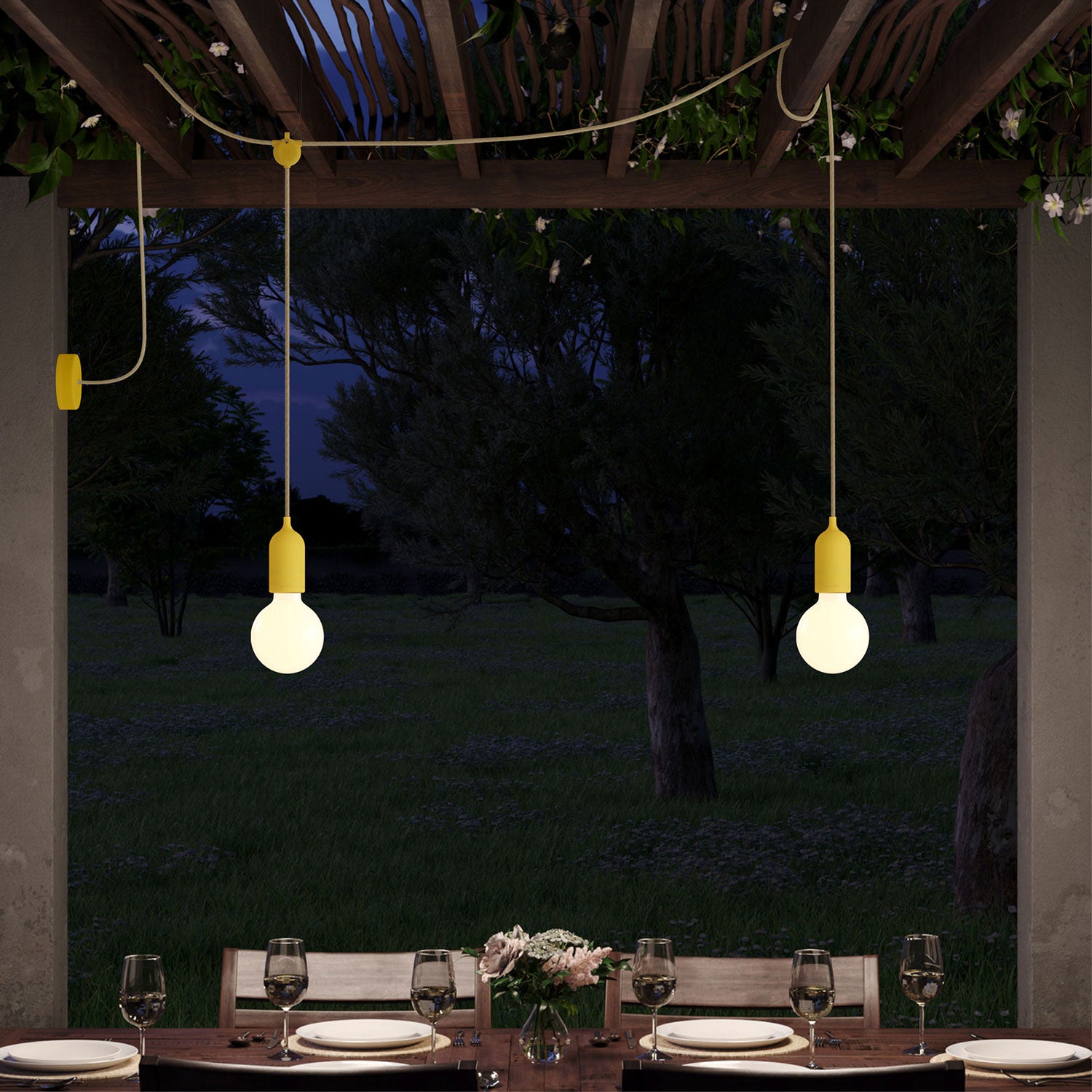 F-Snake Modulair Lampada da esterno IP65 a 2 luci con rosone - Mostarda