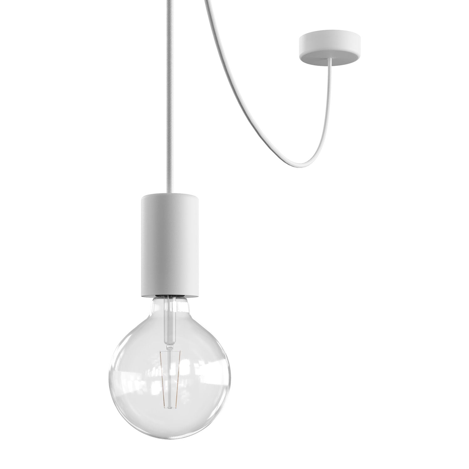 Modulair ELEGANT Lampada da esterno con 5 m cavo tessile, decentatore, rosone e portalampada IP65 waterproof - Bianco