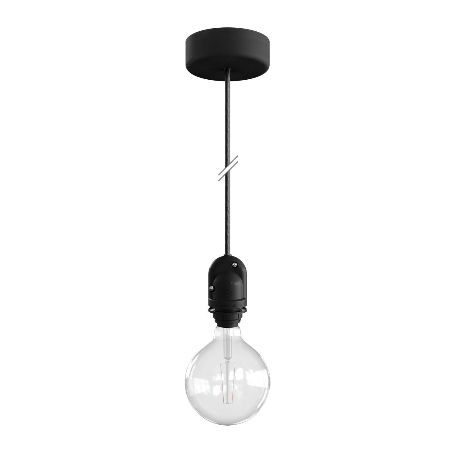 Modulair Lampada per paralume da esterni con 1,5 m cavo tessile, rosone e portalampada IP65 waterproof - Nero
