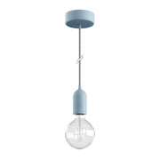 Modulair PASTEL Lampada da esterno con 1,5 m cavo tessile, rosone e portalampada in silicone IP65 waterproof - Blu carta da zucchero