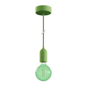 Modulair PASTEL Lampada da esterno con 1,5 m cavo tessile, rosone e portalampada in silicone IP65 waterproof - Verde prato