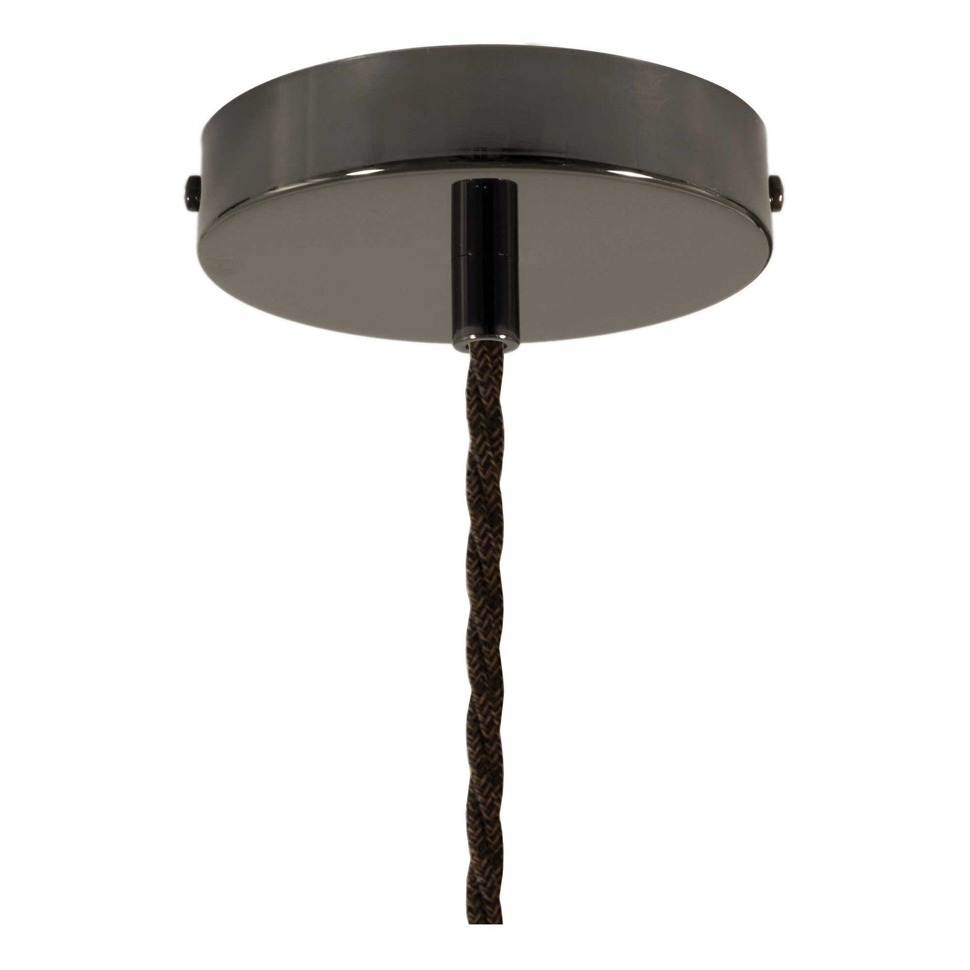 Lampada a sospensione completa di cavo tessile trecciato e portalampada in alluminio - Nero perla