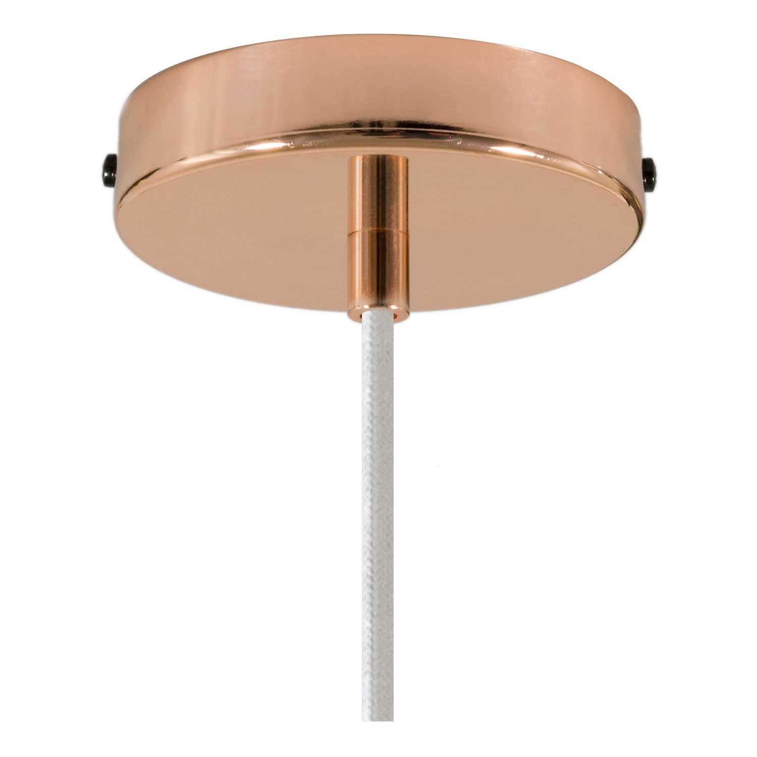 Lampada a sospensione completa di cavo tessile, paralume Swing e finiture in metallo - Rame