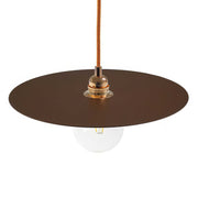 Lampada a sospensione completa di cavo tessile, paralume oversize Ellepi e finiture in metallo - Effetto corten
