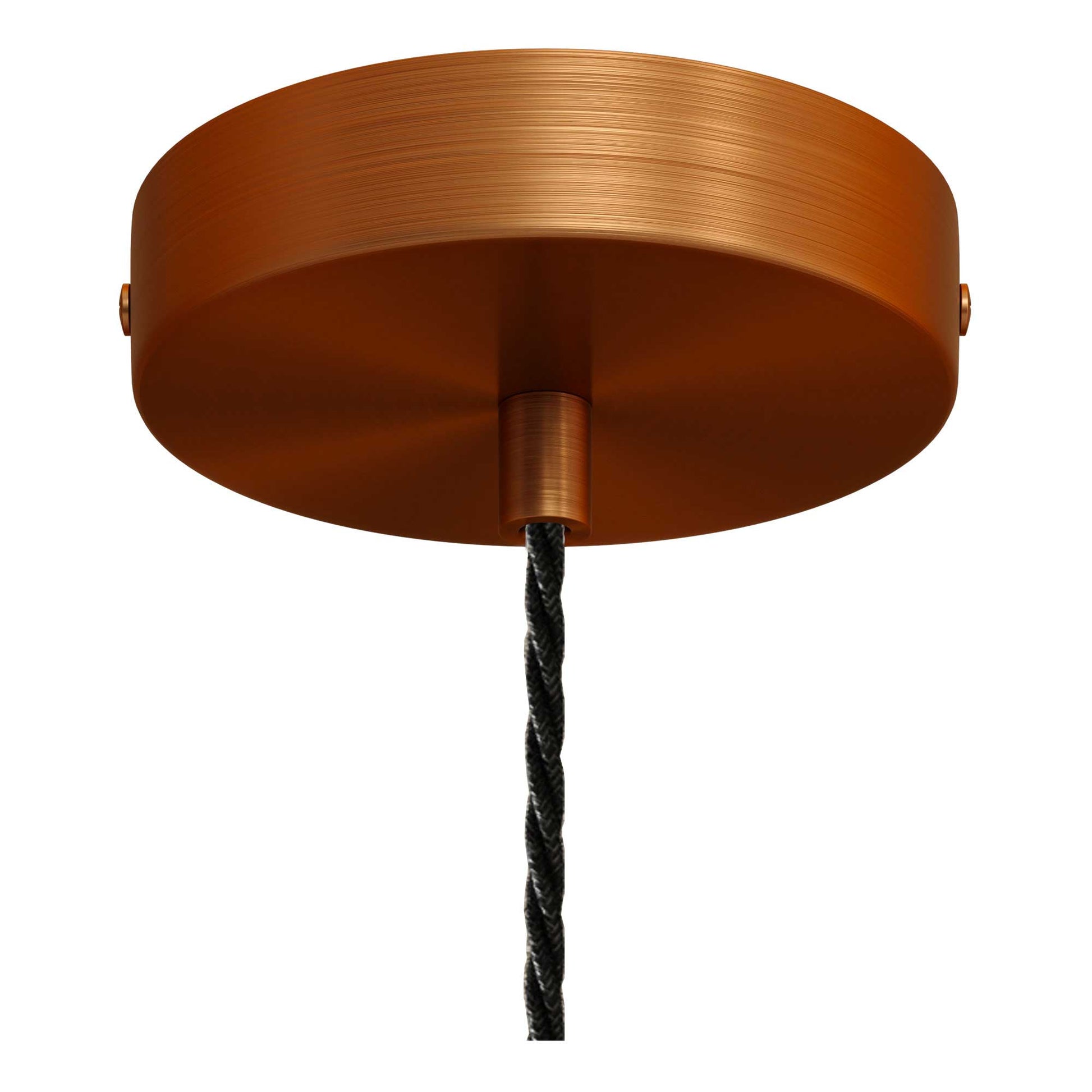 Lampada a sospensione completa di cavo tessile trecciato e portalampada in alluminio - Rame satinato