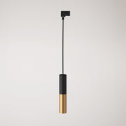 Lampada a sospensione per binari con doppio paralume Tub-E14 - Nero e Bronzo satinato