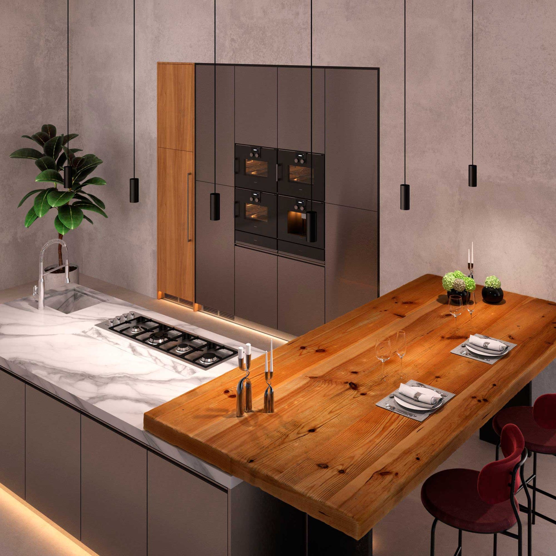 Lampada a sospensione completa di cavo tessile, paralume Tub-E14 e finiture in metallo - Nero