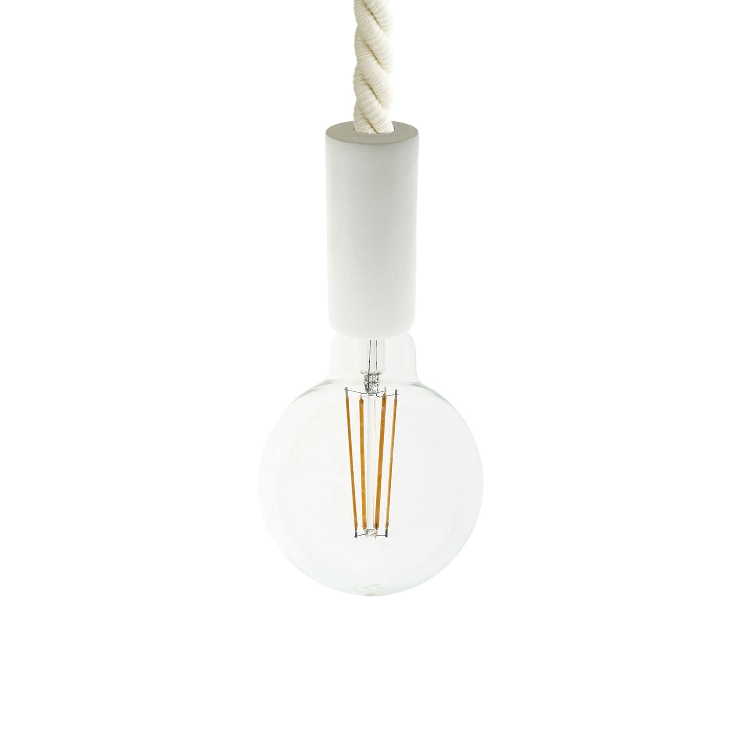 Lampada a sospensione completa di cordone nautico 2XL 24 mm con finiture in legno verniciato - Bianco