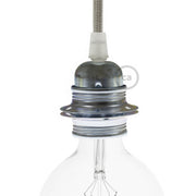 Kit portalampada E27 in metallo con doppia ghiera per paralume - Argento Conico