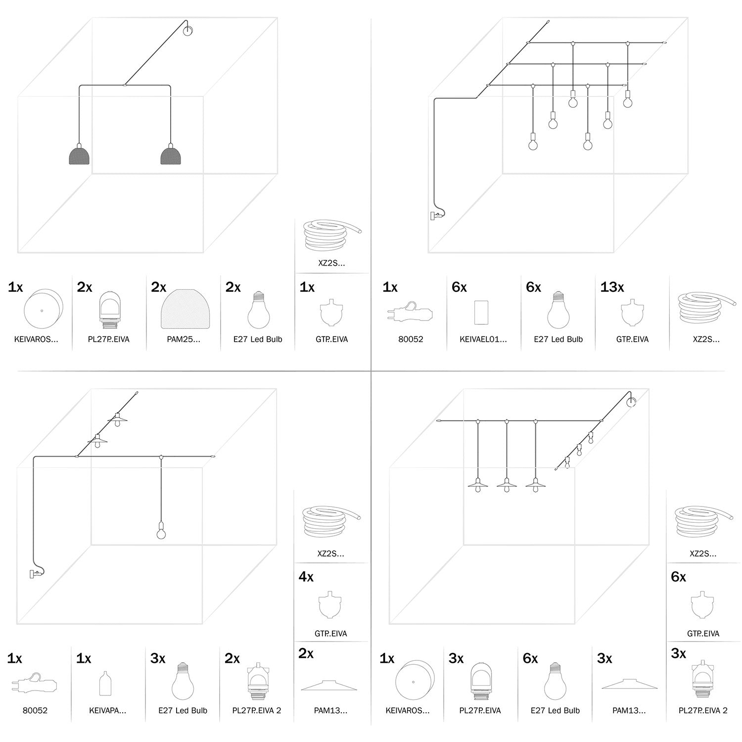 Eiva-2 - Portalampada per esterno a doppia uscita IP65 attacco E27 per sistema Modulair - Bianco