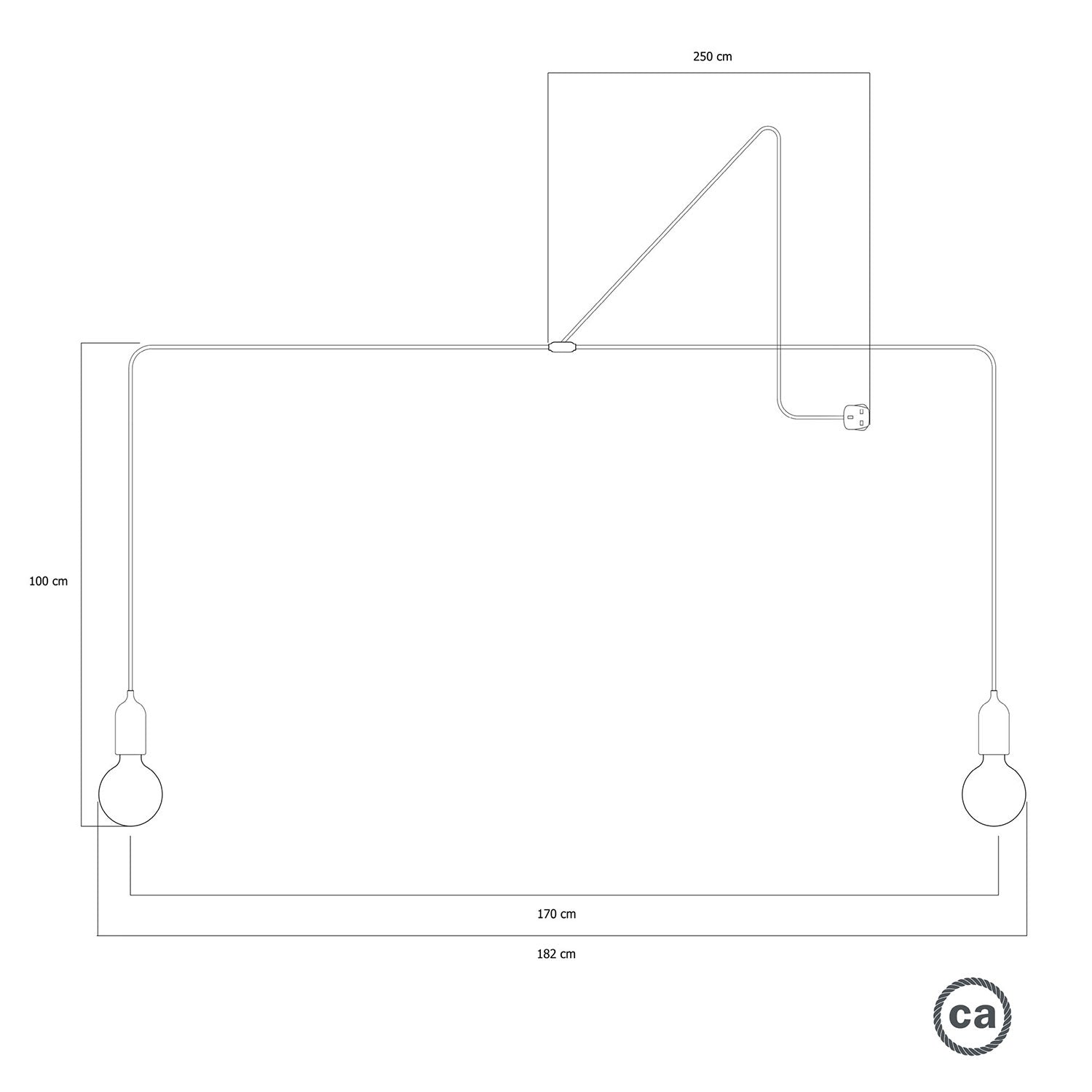 T-Snake Modulair Lampada da esterno IP65 portatile a 2 luci con spina UK - Nero