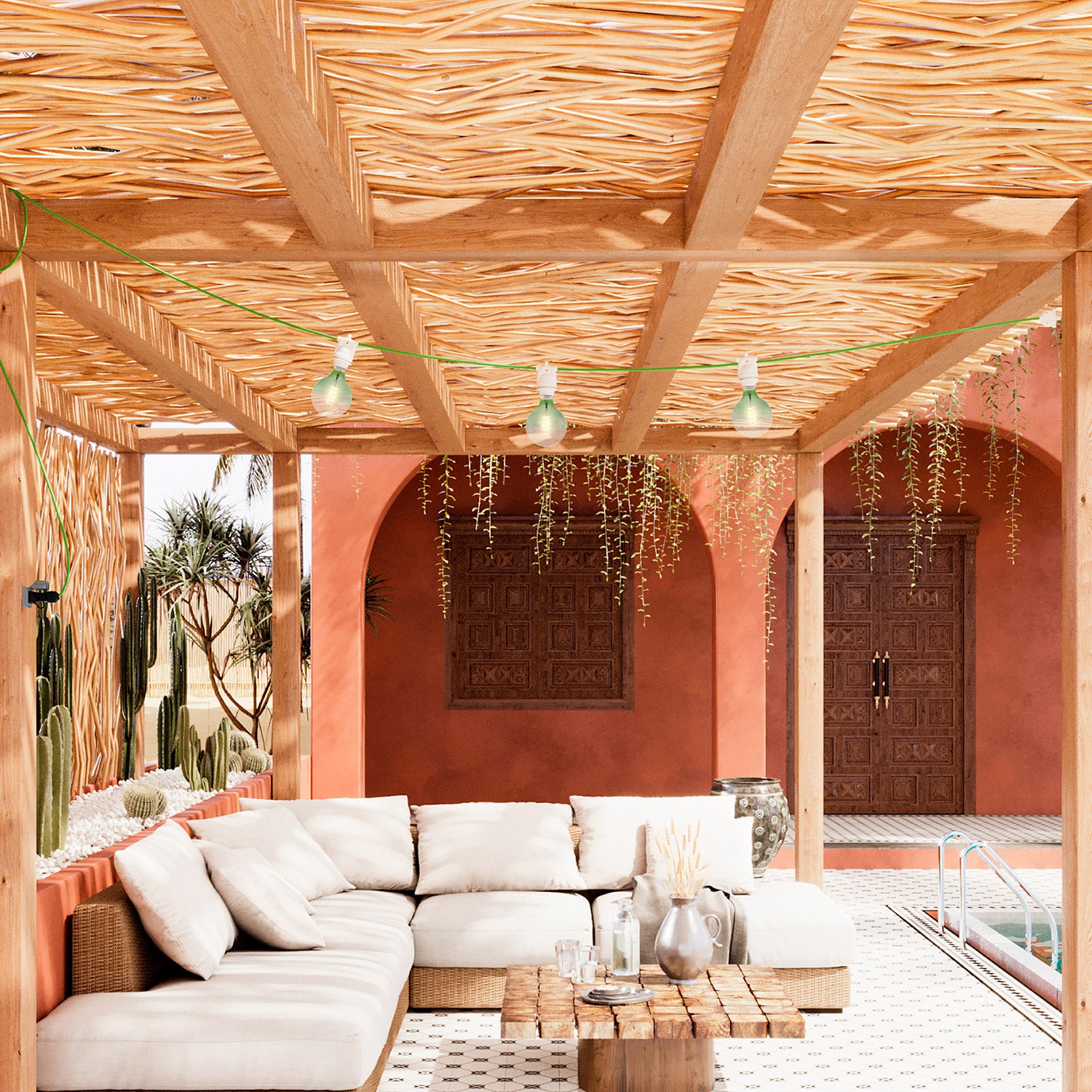 Catenaria Modulair da esterno IP65 portatile con 3 luci - Bianco