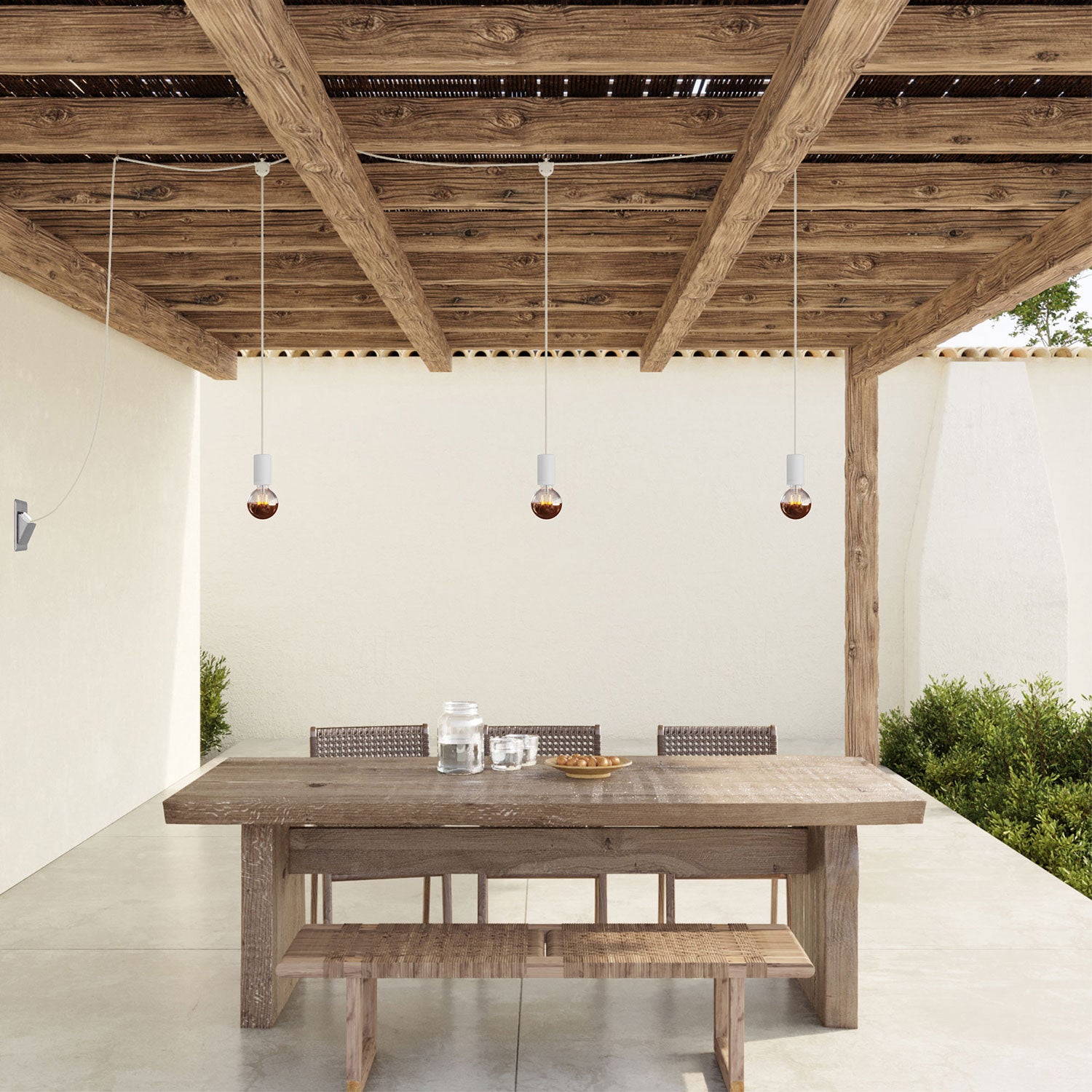 E-Snake Modulair Lampada da esterno IP65 portatile a 3 luci con spina UK - Bianco