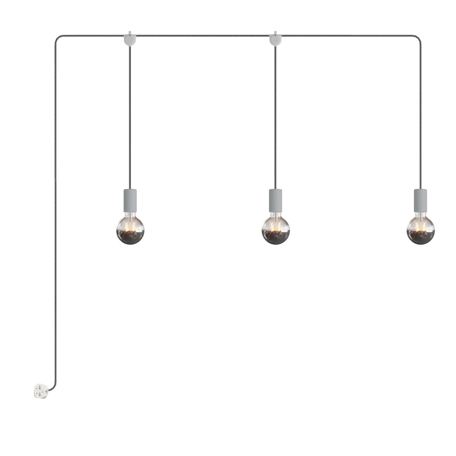 E-Snake Modulair Lampada da esterno IP65 portatile a 3 luci con spina UK - Grigio ghiaccio