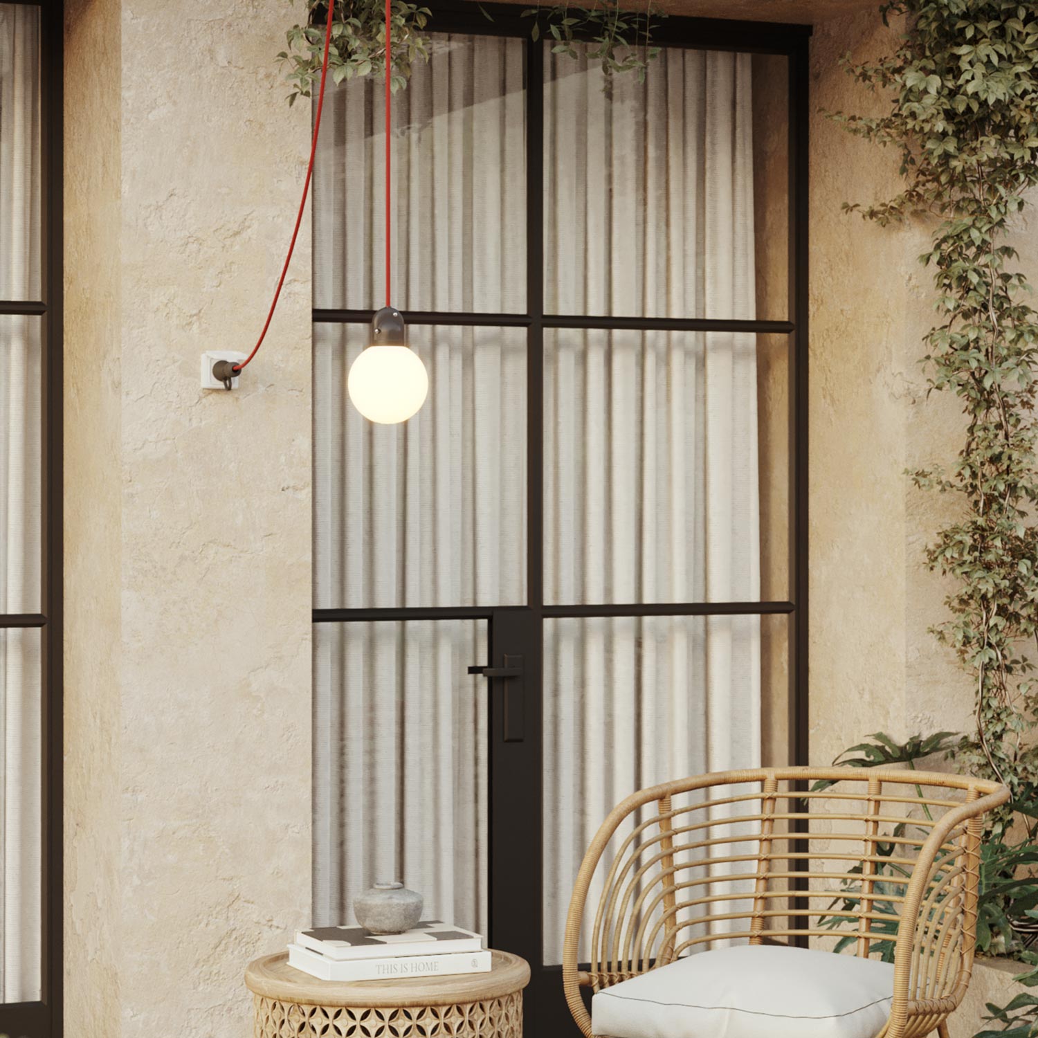 Lampada plug-in da esterno Modulair IP65 con paralume infrangibile Unbreak-a-Ball e cavo SM09