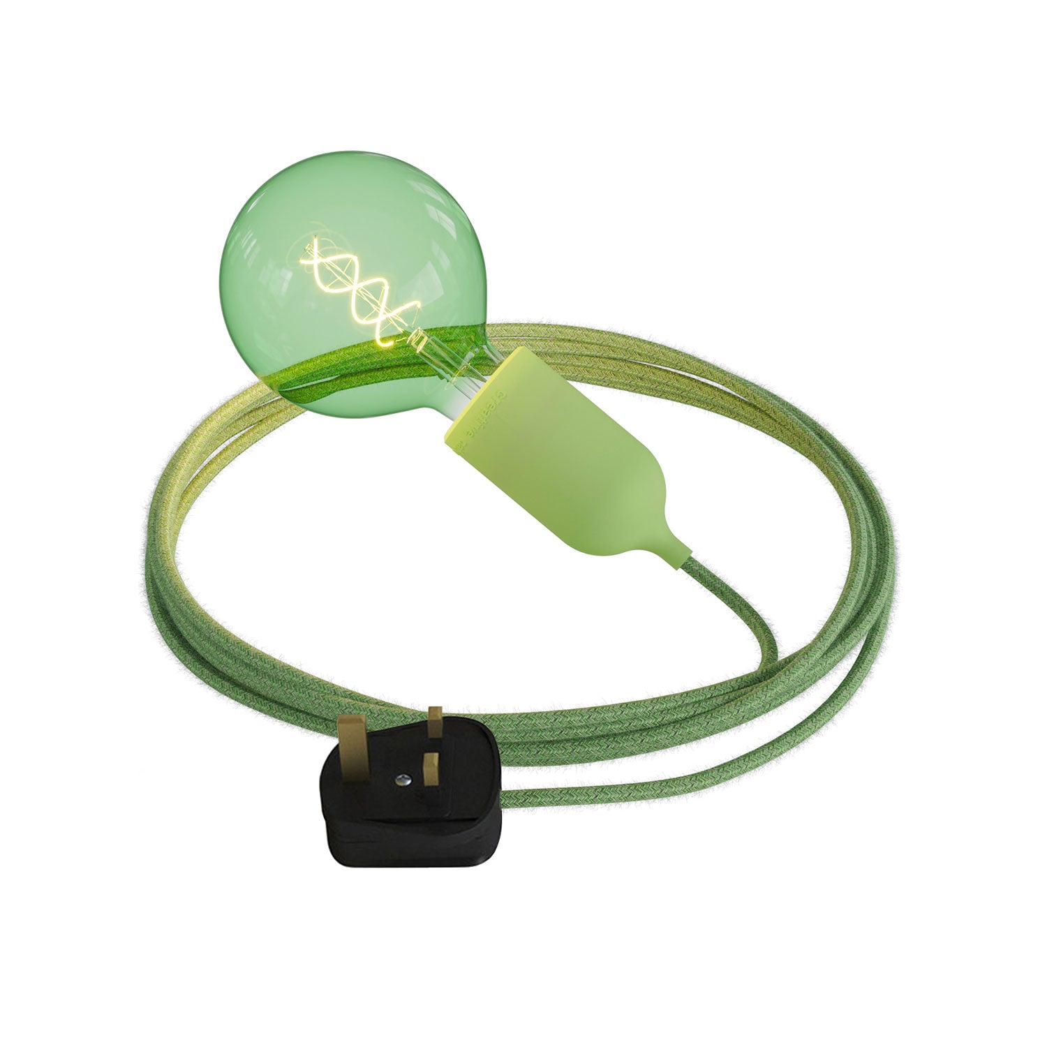 Snake Modulair Pastel, lampada portatile per esterni, 5 m cavo tessile, portalampada IP65 e spina UK - Verde prato