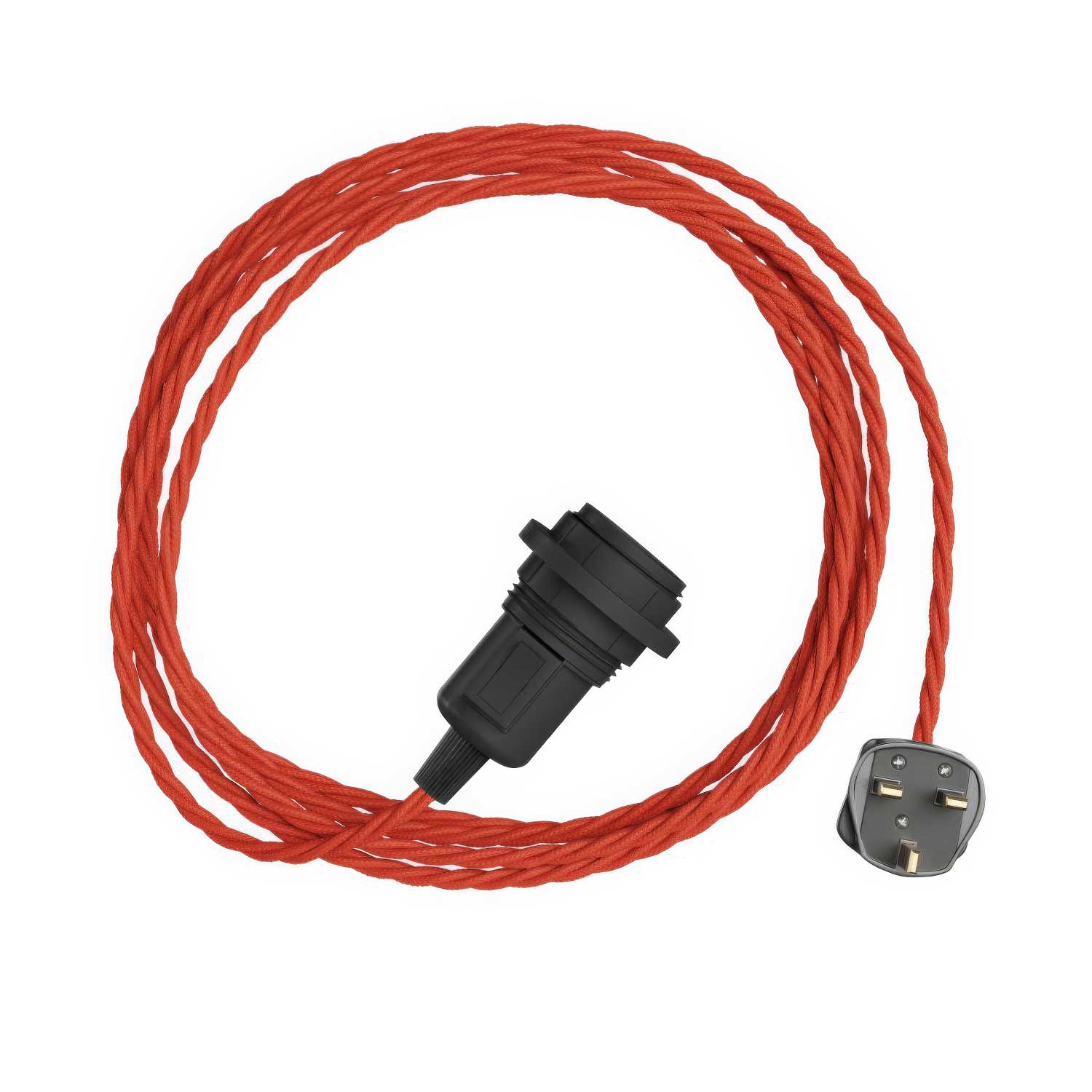 Snake Twisted per paralume - Lampada plug-in con cavo trecciato in tessuto TM09 e spina UK