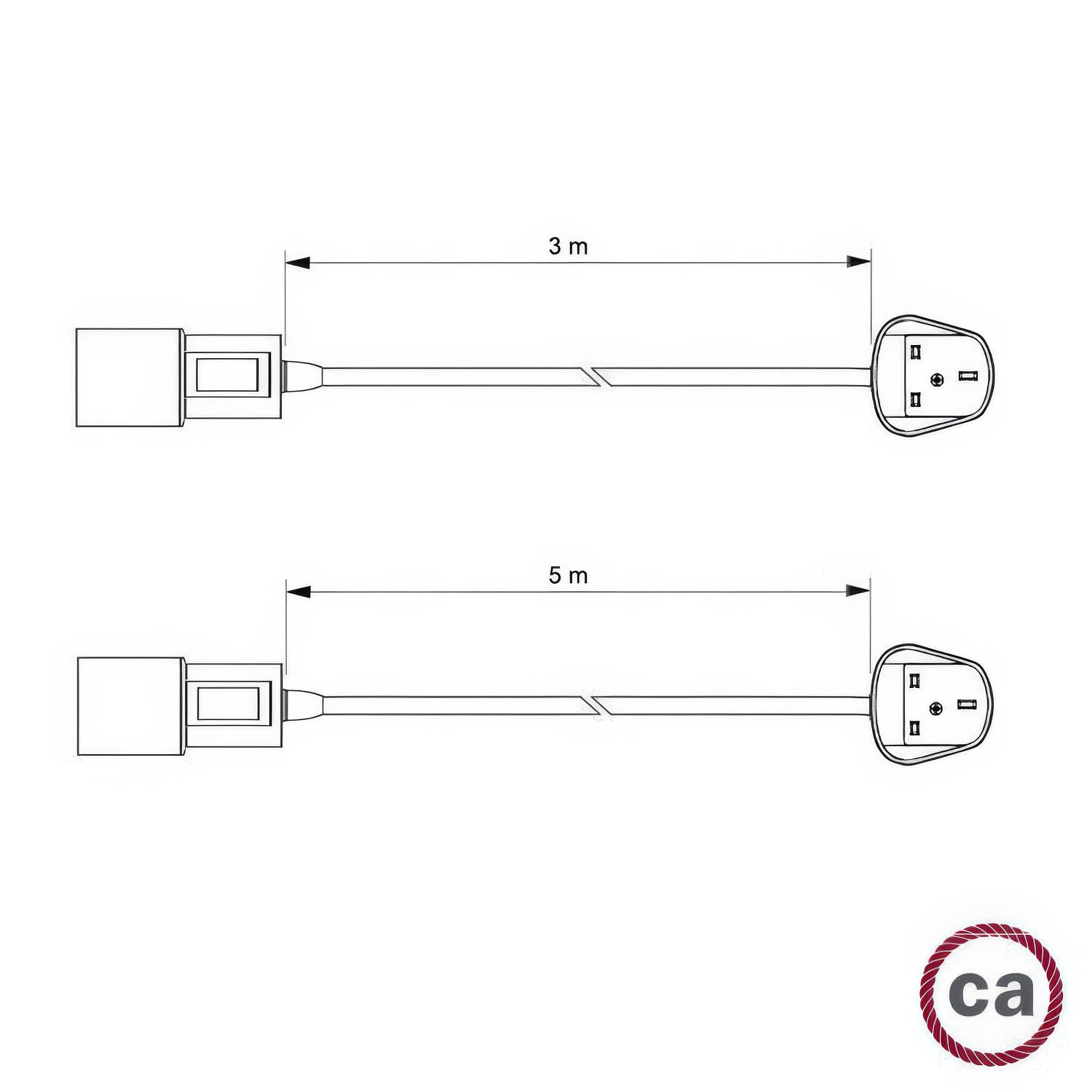 Snake Zig-Zag - Lampada plug-in con cavo in tessuto effetto Zig-Zag RD74 e spina UK