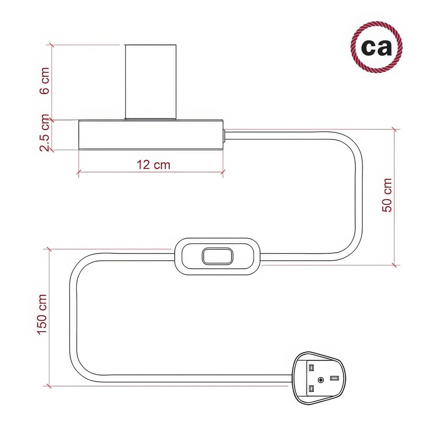 Lampada da tavolo Posaluce Half Cup in metallo e spina UK - Cromo Interruttore