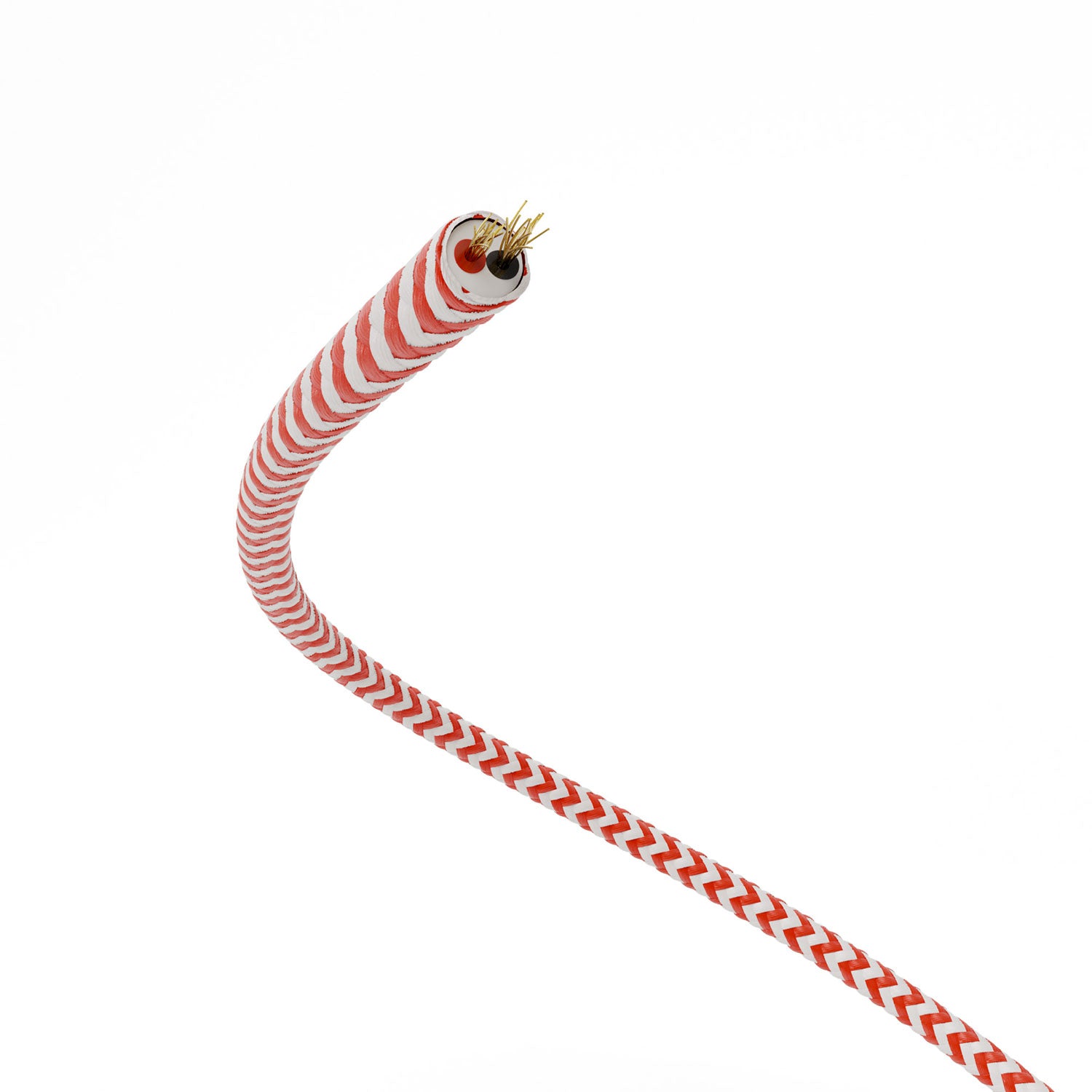 Cavo elettrico Extra Low Voltage rivestito in tessuto Zig Zag Bianco Rosso RZ09