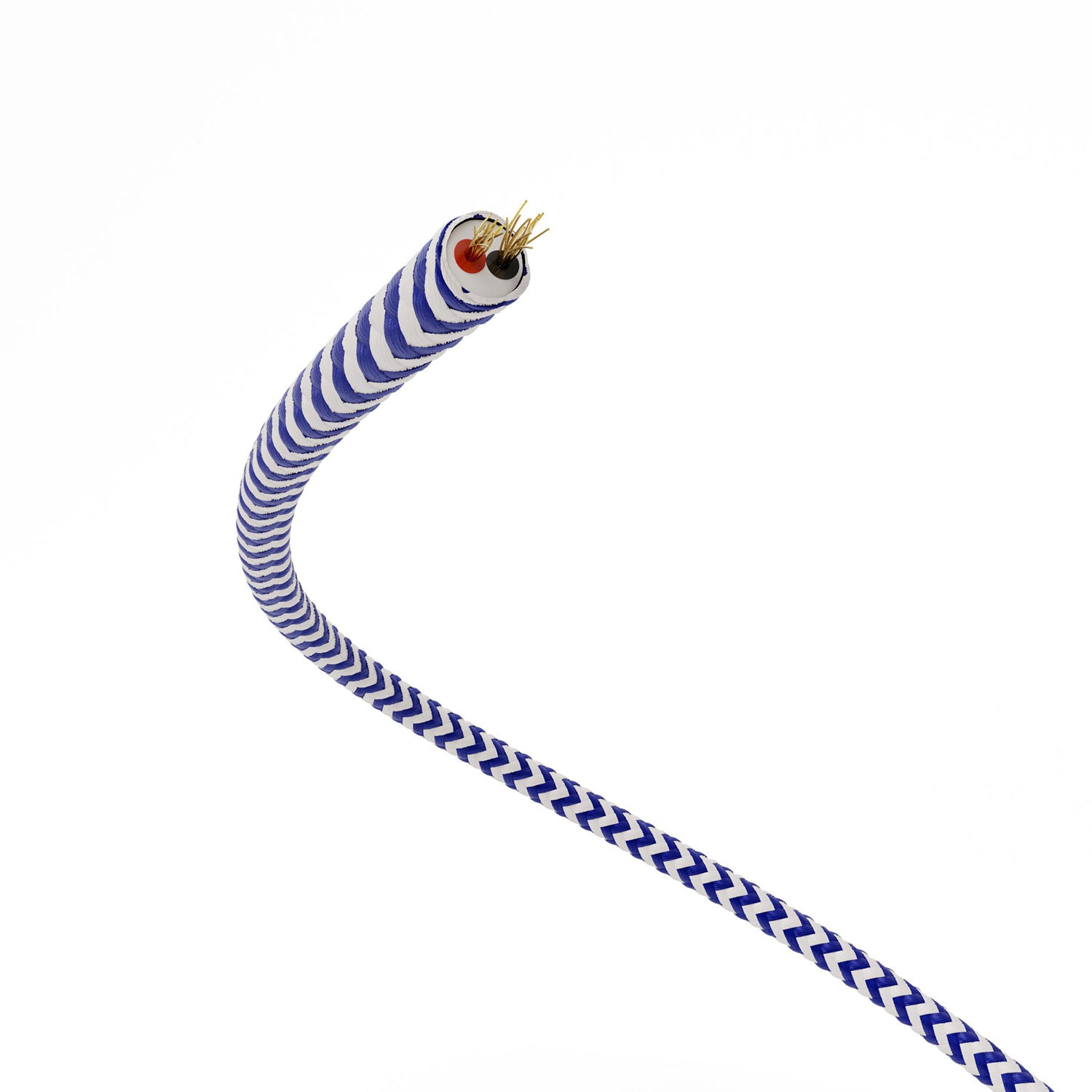 Cavo elettrico Extra Low Voltage rivestito in tessuto Zig Zag Bianco Blu RZ12
