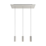 Lampada a sospensione a 3 cadute con XXL Rose-One rettangolare 675 mm con paralume in metallo Tub-E14 - Bianco opaco