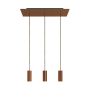 Lampada a sospensione a 3 cadute con XXL Rose-One rettangolare 675 mm con paralume in metallo Tub-E14 - Rame satinato