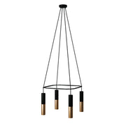 Lampadario Cage a 4 cadute Tub-E14 Doppio - Nero