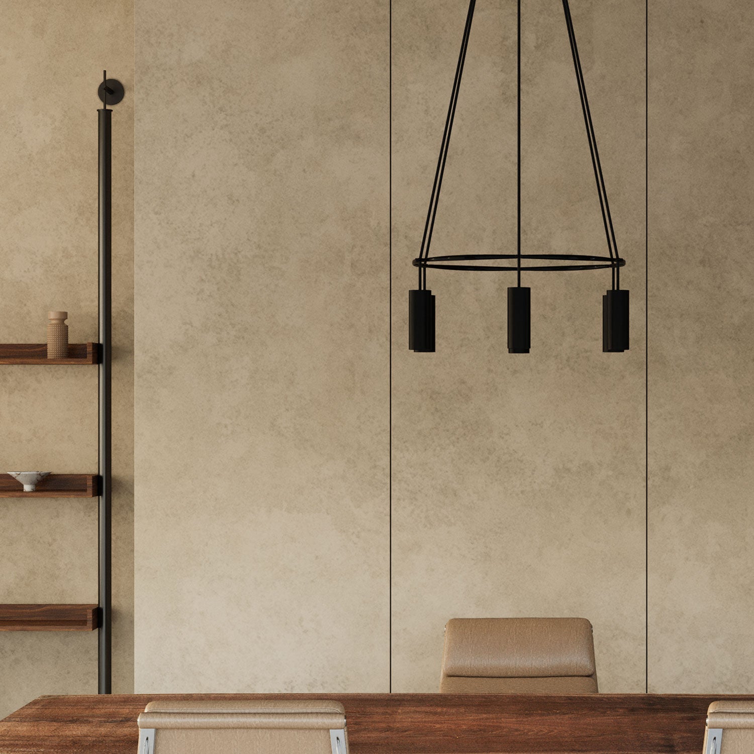 Lampadario Cage a 6 cadute Tub-E14 - Nero