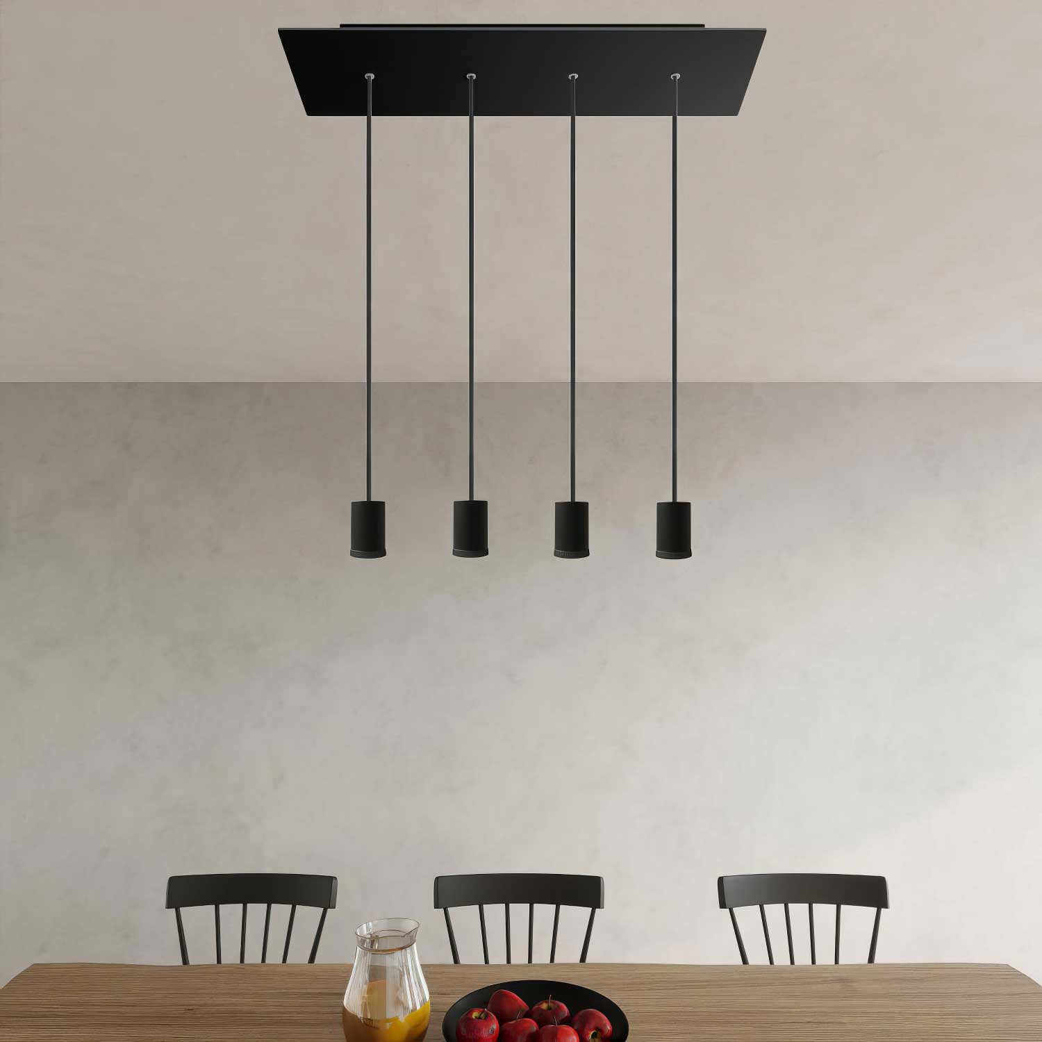 Lampada faretto a sospensione 4 cadute GU1d0 con XXL Rose-One rettangolare 675 mm - Nero