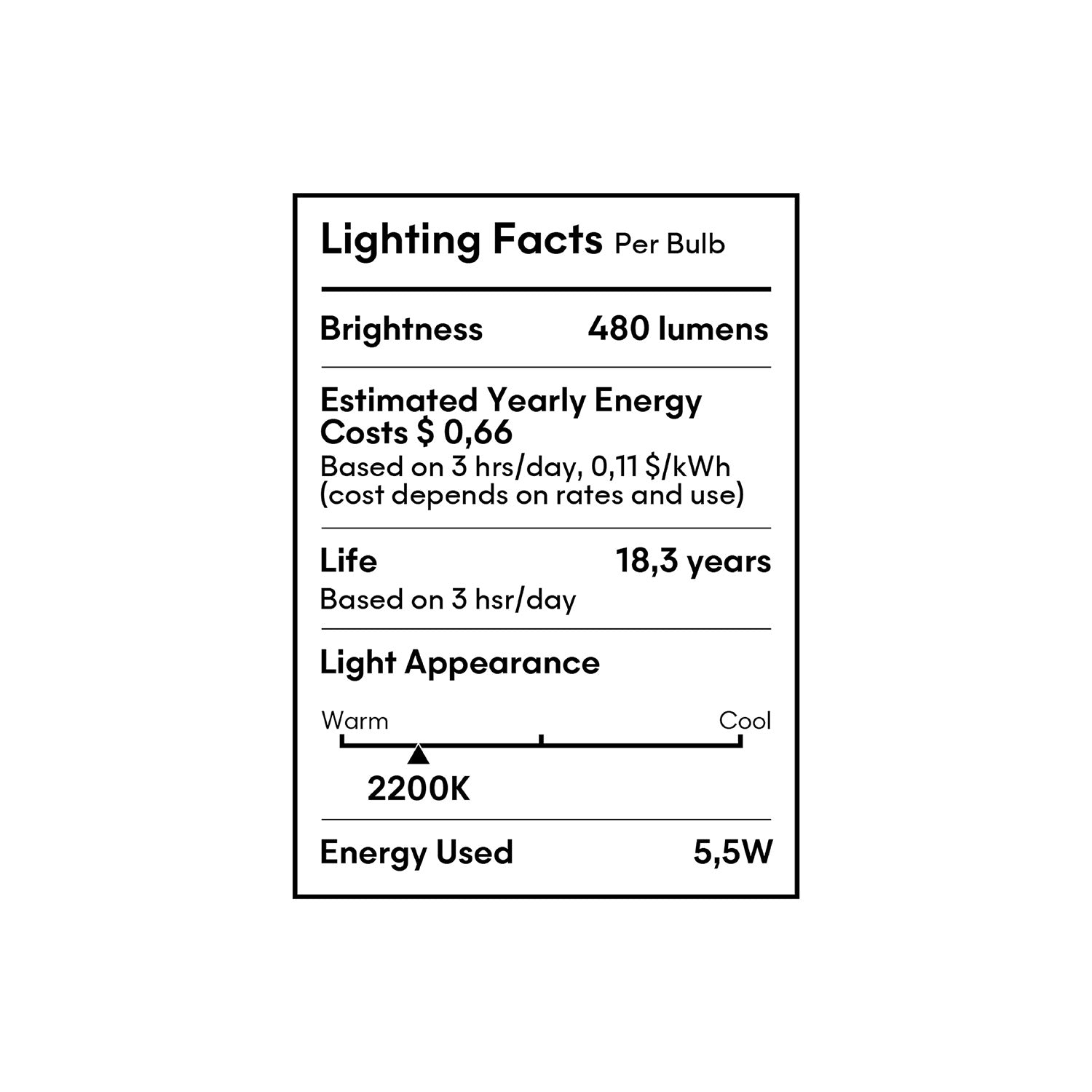 LED Clear Light Bulb Ghost Line CRI 90 Recessed Cone 5,5W 480Lm E26 2200K Dimmable - G01
