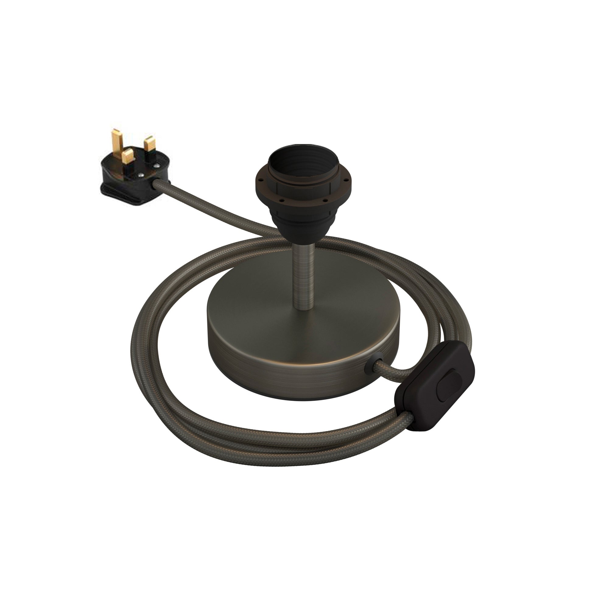 Alzaluce per paralume - Lampada da tavolo in metallo e spina UK - Titanio satinato 5 cm