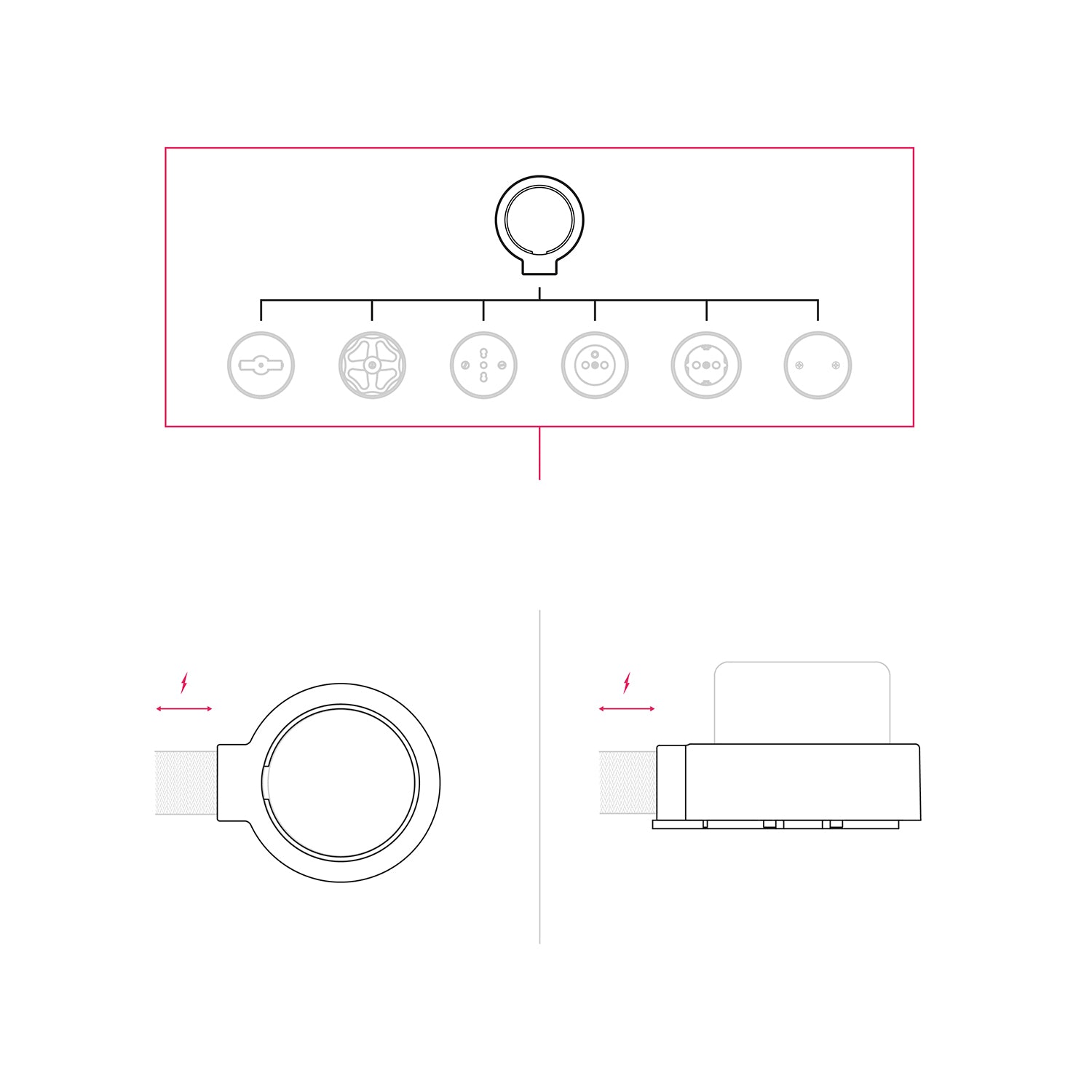 Base in porcellana nera per presa elettrica e interruttore/deviatore compatibile con Creative-Tubes - da 1 a 4 uscite 1