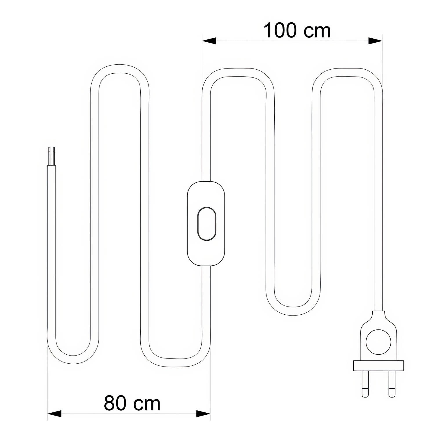 Cablaggio per lampada con cavo bianco in cotone 1,80 m Bianco