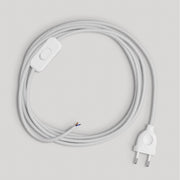 Cablaggio per lampada con cavo bianco in cotone 1,80 m Bianco