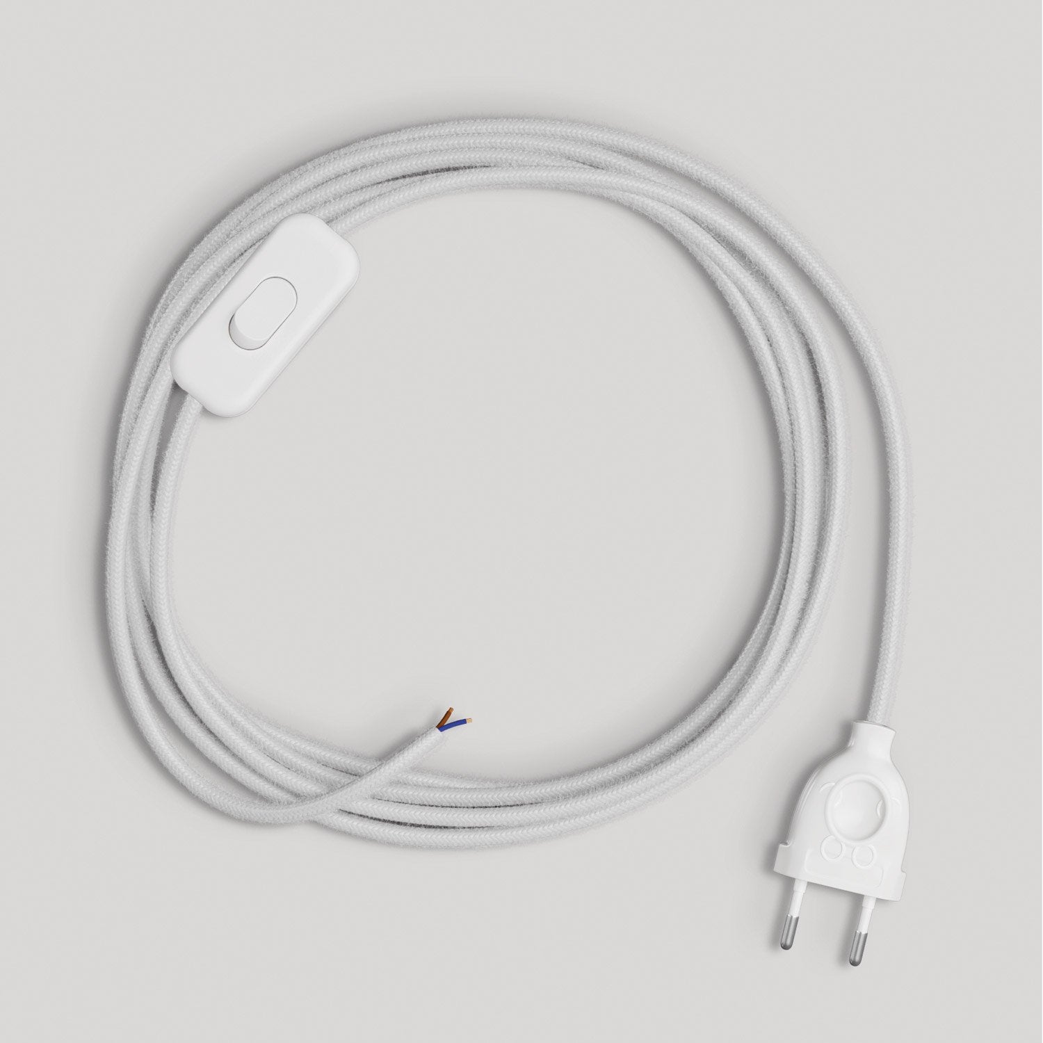 Cablaggio per lampada con cavo bianco in cotone 1,80 m Bianco