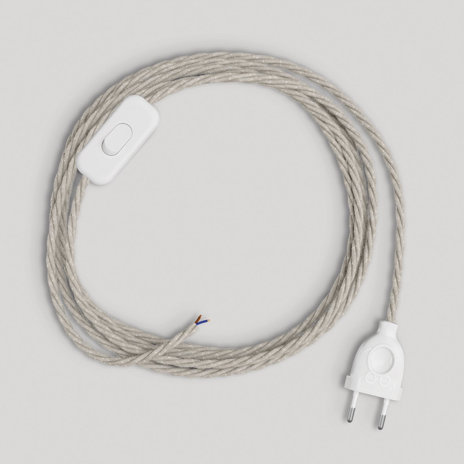 Cablaggio per lampada con cavo bianco trecciato 1,80 m Bianco