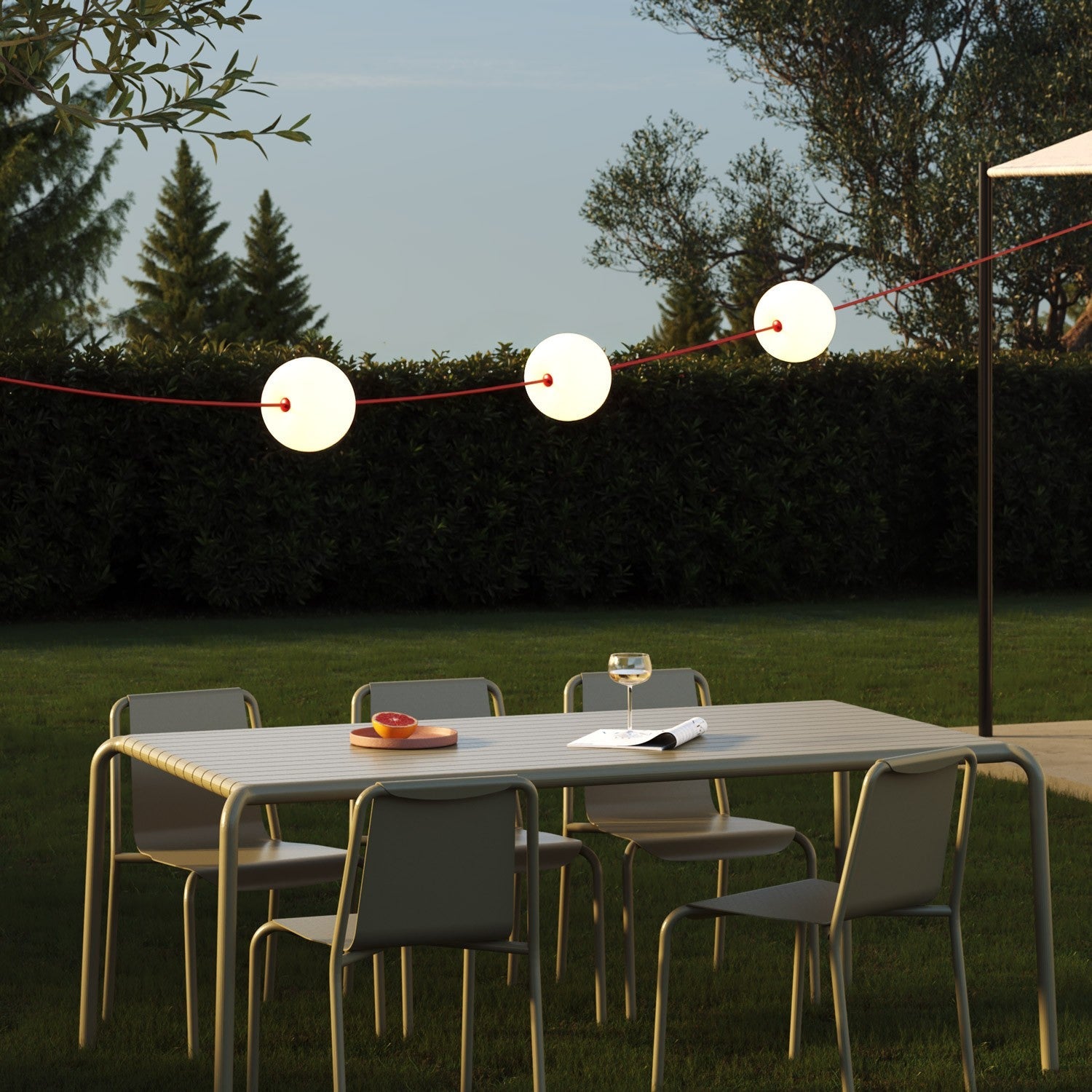 Catena luminosa 3 punti luce da esterno IP67 Rosso Stella Marina - Marina3 Cherry