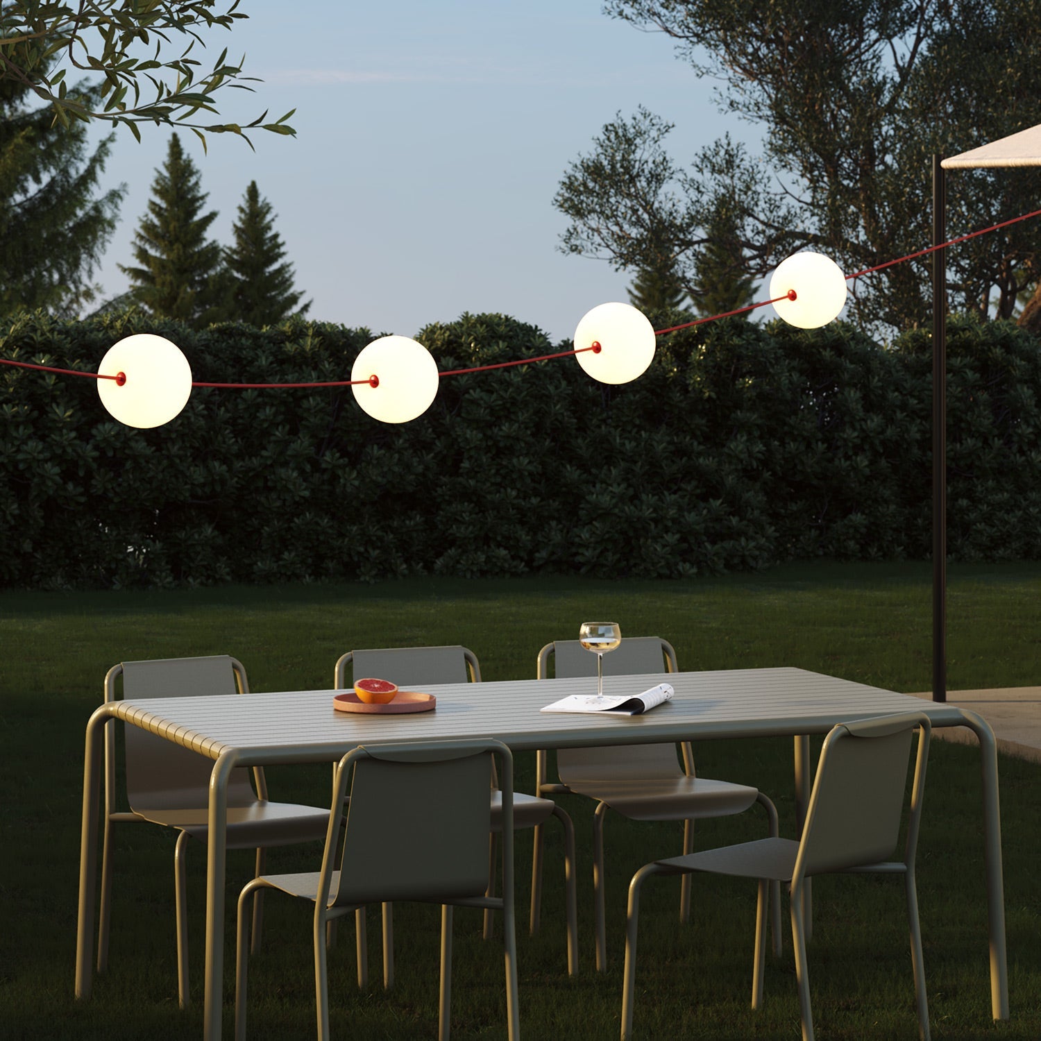 Catena luminosa 4 punti luce da esterno IP67 Rosso Stella Marina - Marina4 Cherry 70 cm