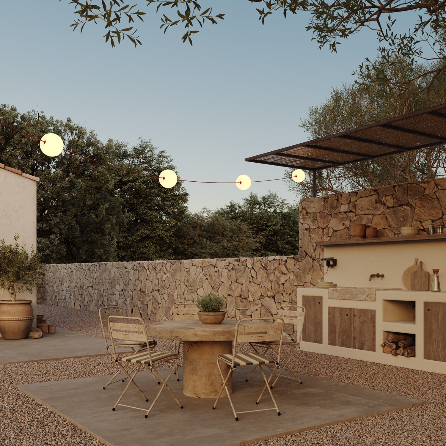 Catena luminosa 4 punti luce da esterno IP67 Rosso Stella Marina - Marina4 Cherry 140 cm