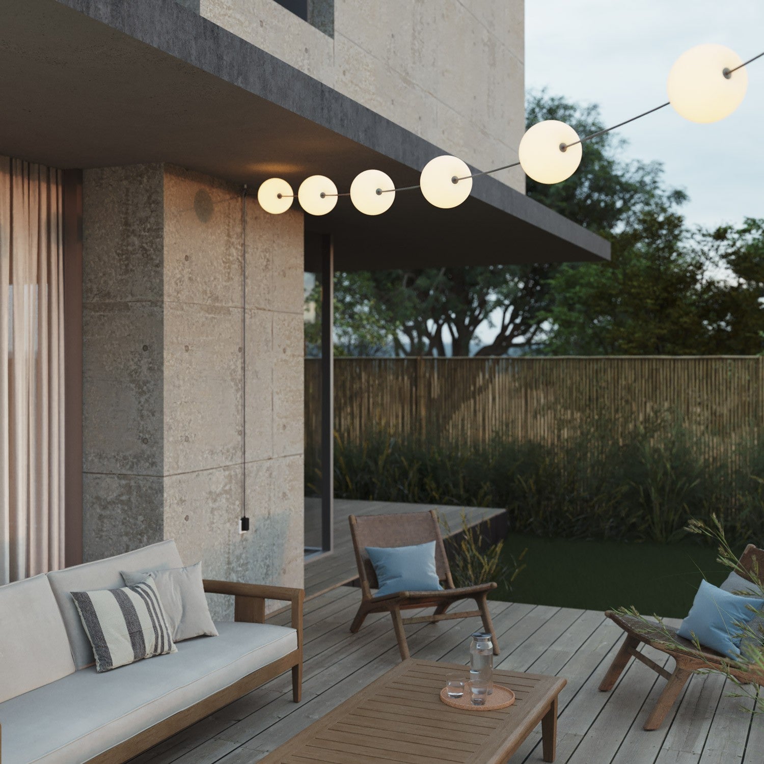 Catena luminosa 6 punti luce da esterno IP67 Grigio - Marina6 Cherry