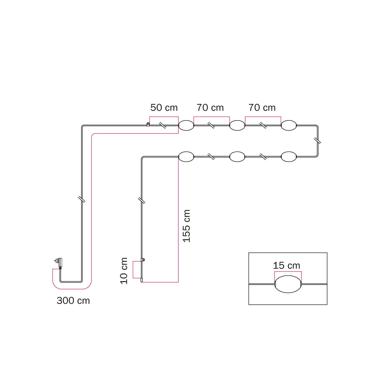 Catena luminosa 6 punti luce da esterno IP67 Verde oliva - Marina6