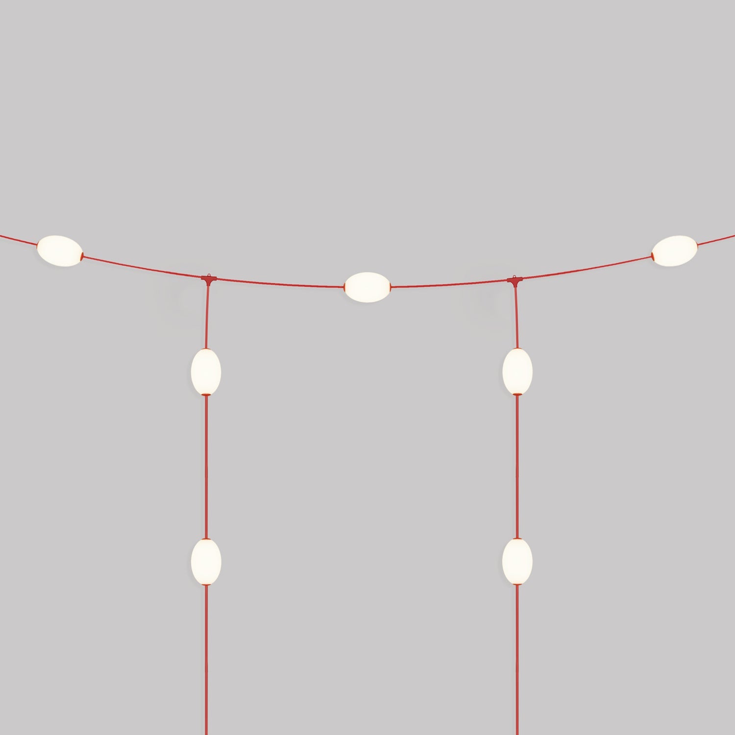 Catena luminosa reticolare 7 punti luce da esterno IP67 Rosso stella marina con spina UK - Marina GRID