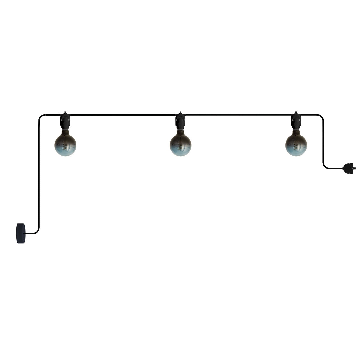 Catenaria Modulair da esterno IP65 con 3 luci e rosone - Nero